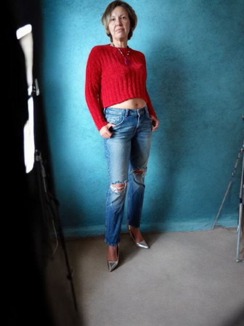 Czerwony sweter do alladynek S/M